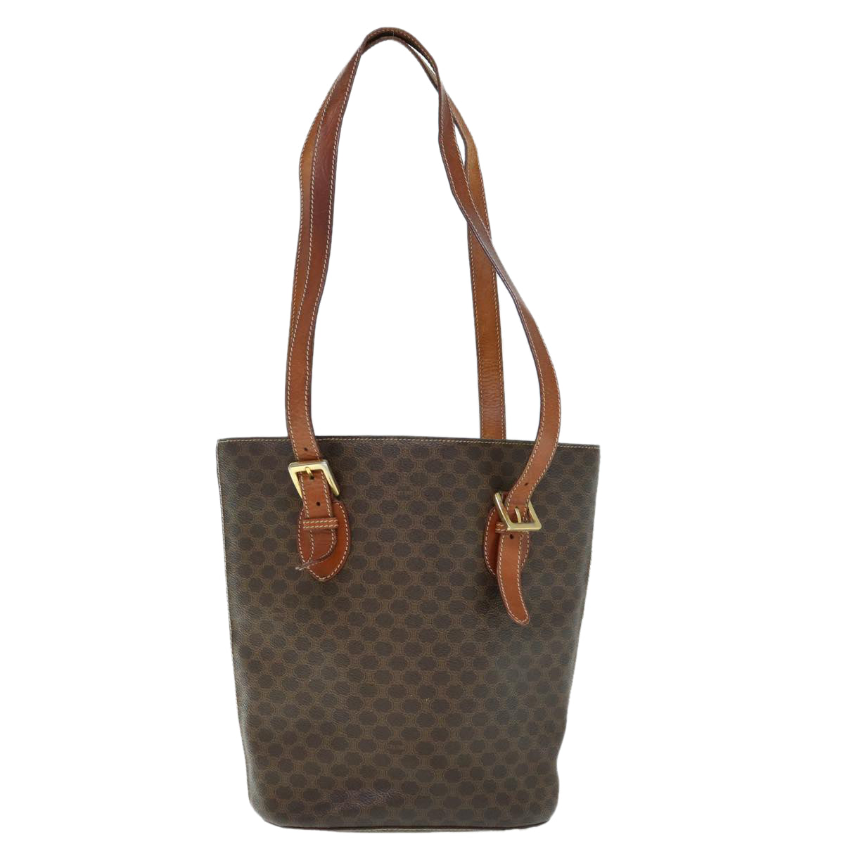 CELINE Macadam Canvas Shoulder Bag PVC Leather Brown  60044