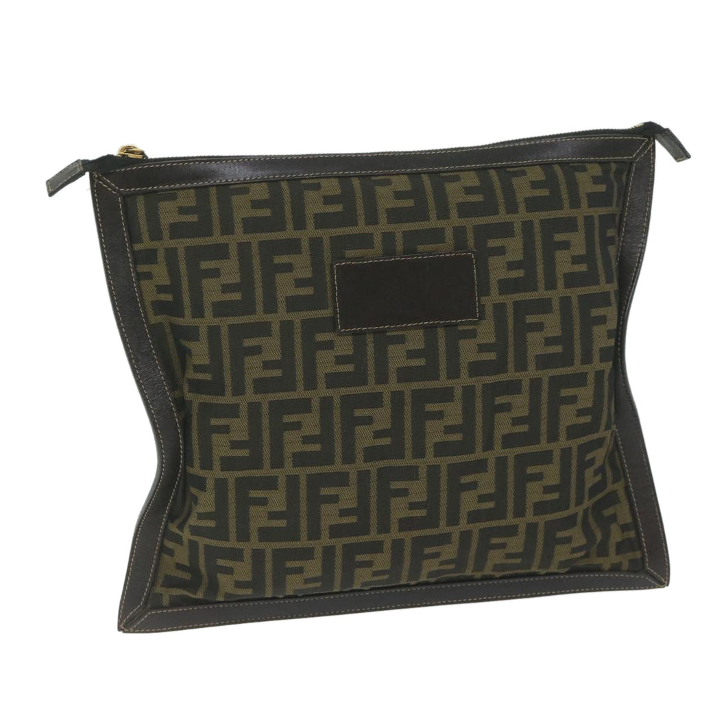 FENDI Zucca Canvas Clutch Bag Black Brown60048