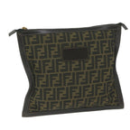 FENDI Zucca Canvas Clutch Bag Black Brown60048