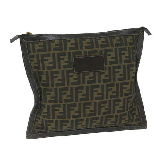 FENDI Zucca Canvas Clutch Bag Black Brown60048