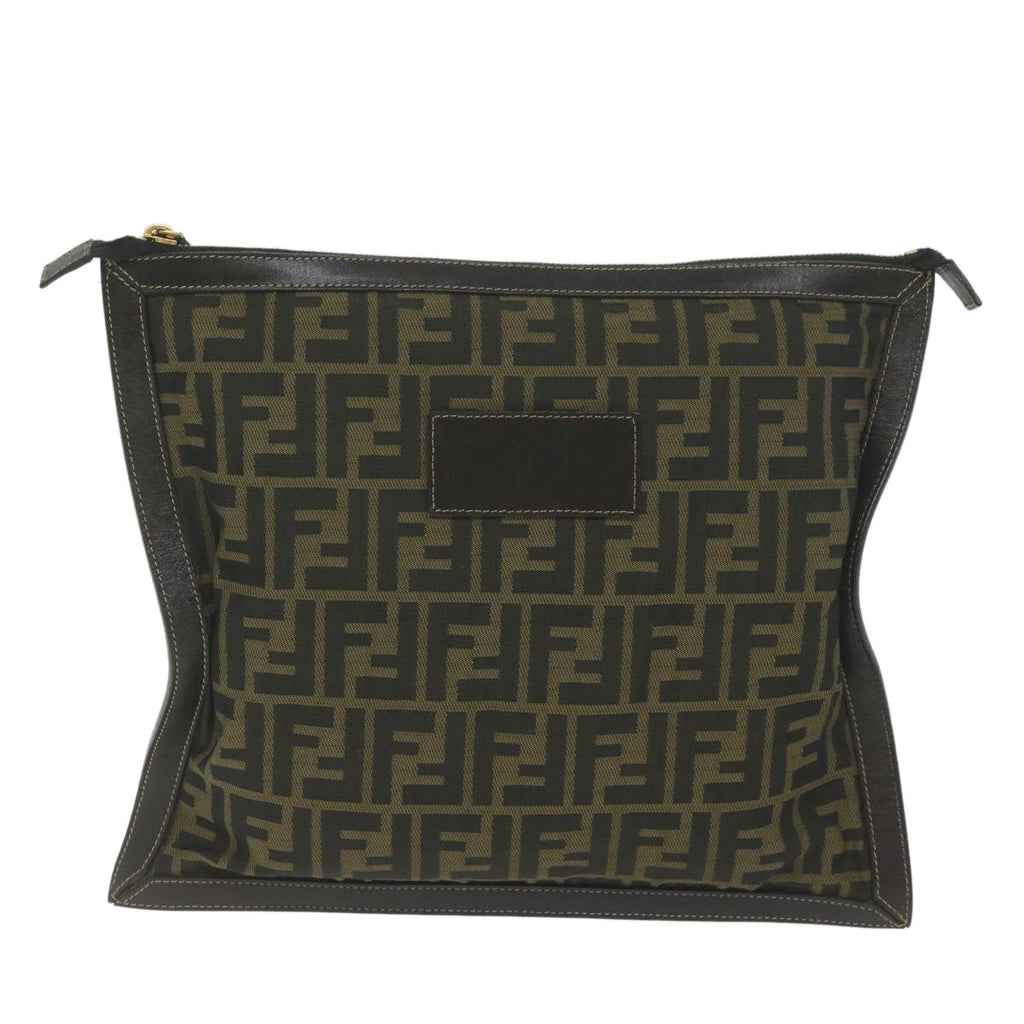 FENDI Zucca Canvas Clutch Bag Black Brown60048