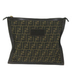 FENDI Zucca Canvas Clutch Bag Black Brown60048