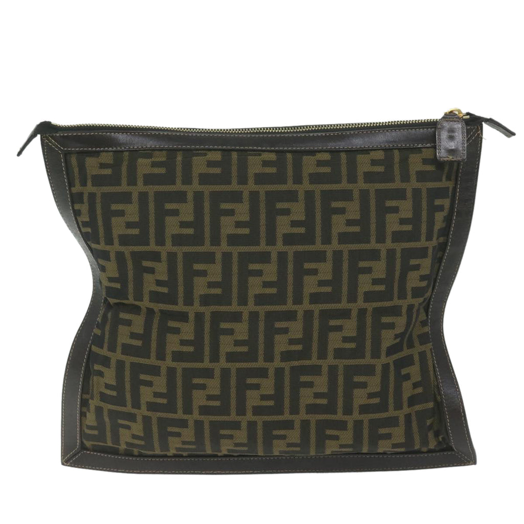 FENDI Zucca Canvas Clutch Bag Black Brown60048