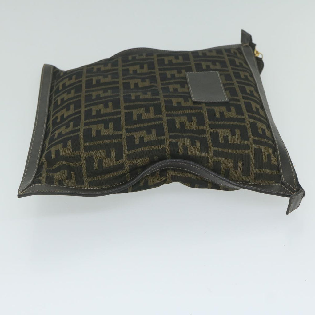 FENDI Zucca Canvas Clutch Bag Black Brown60048