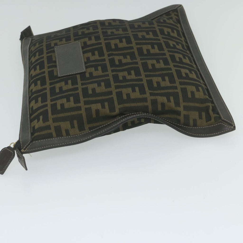 FENDI Zucca Canvas Clutch Bag Black Brown60048