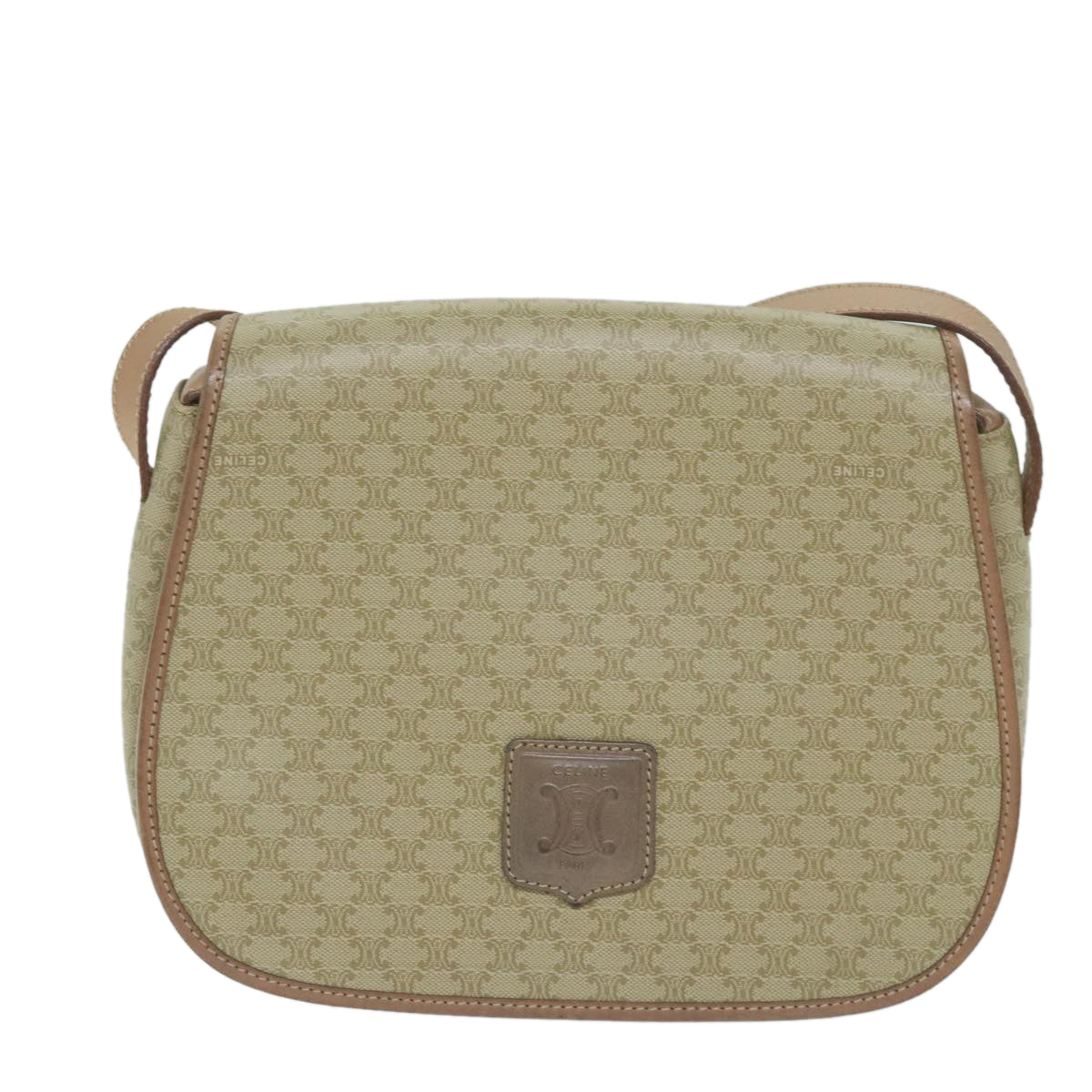 CELINE Macadam Canvas Shoulder Bag Beige  60065