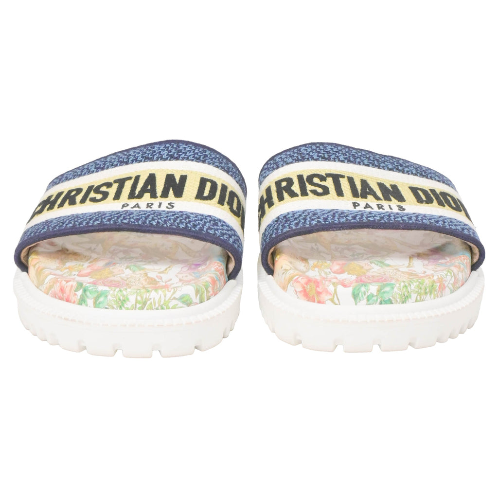 Dior D-Constellation Embroidered Dway 10mm Slides in Multicolor Canvas