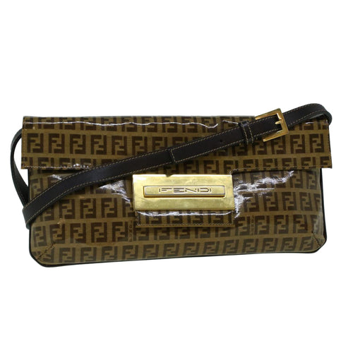 FENDI Zucchino Canvas Shoulder Bag Coated Canvas Brown60109