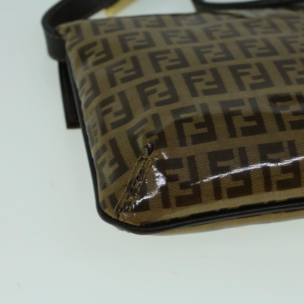 FENDI Zucchino Canvas Shoulder Bag Coated Canvas Brown60109