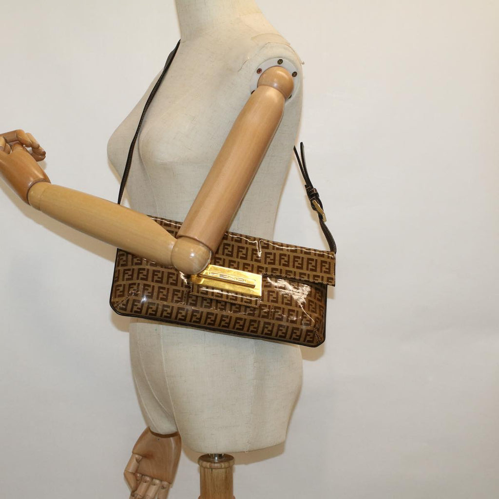 FENDI Zucchino Canvas Shoulder Bag Coated Canvas Brown60109