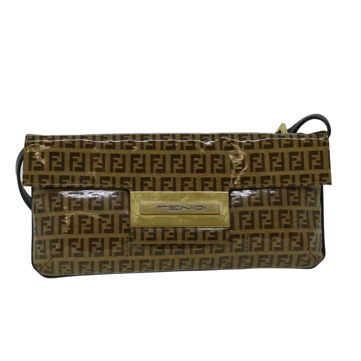 FENDI Zucchino Canvas Shoulder Bag Coated Canvas Brown60109