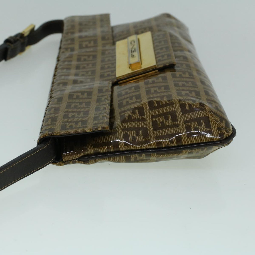 FENDI Zucchino Canvas Shoulder Bag Coated Canvas Brown60109