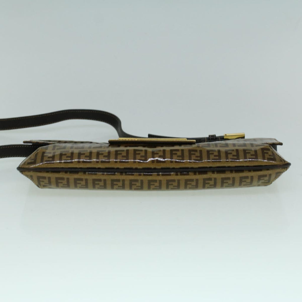 FENDI Zucchino Canvas Shoulder Bag Coated Canvas Brown60109