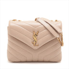Saint Laurent  Rule Leather Chain Shoulder Bag Beige 494699
