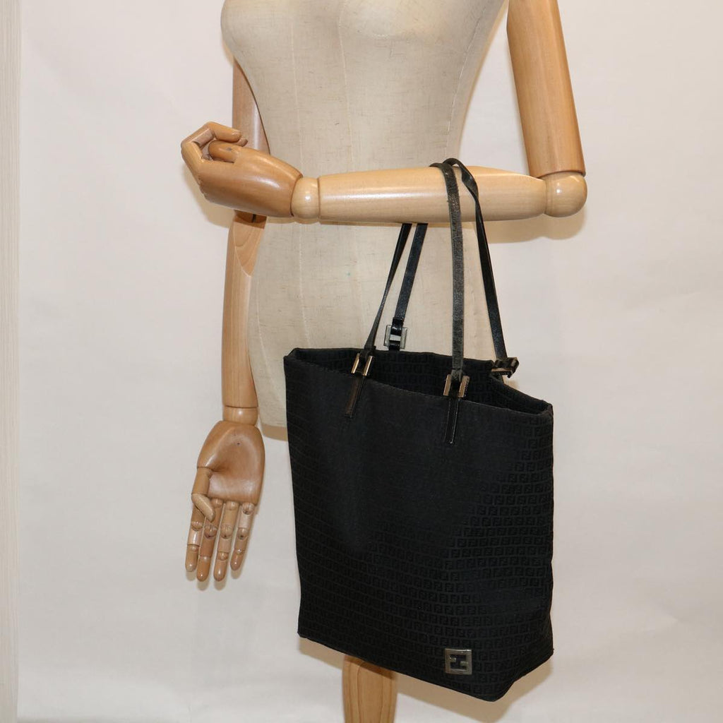 FENDI Zucchino Canvas Tote Bag Black60280