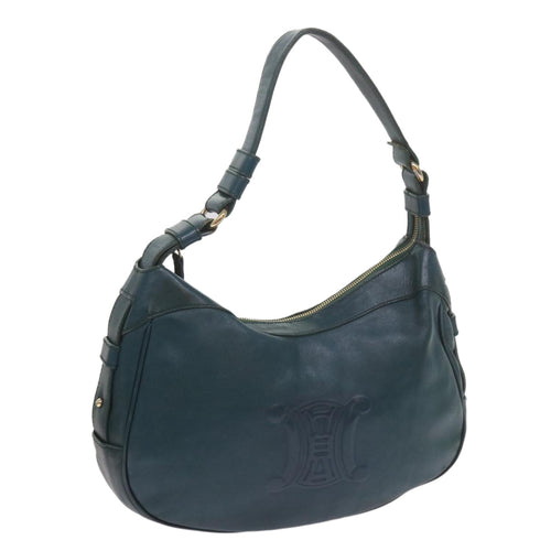 CELINE Shoulder Bag Leather Blue  60323