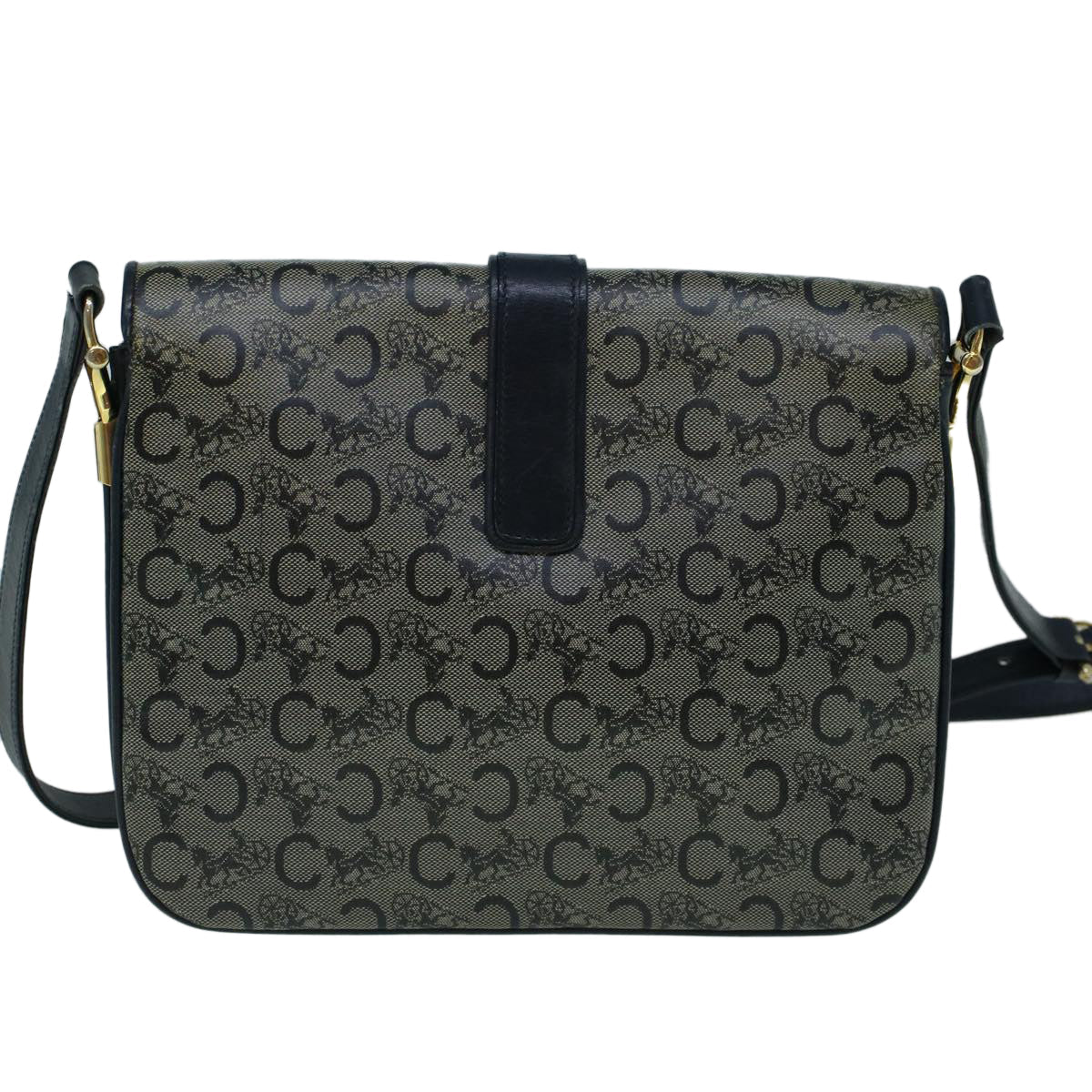 CELINE C Macadam Canvas Shoulder Bag Coated Canvas Navy  60345