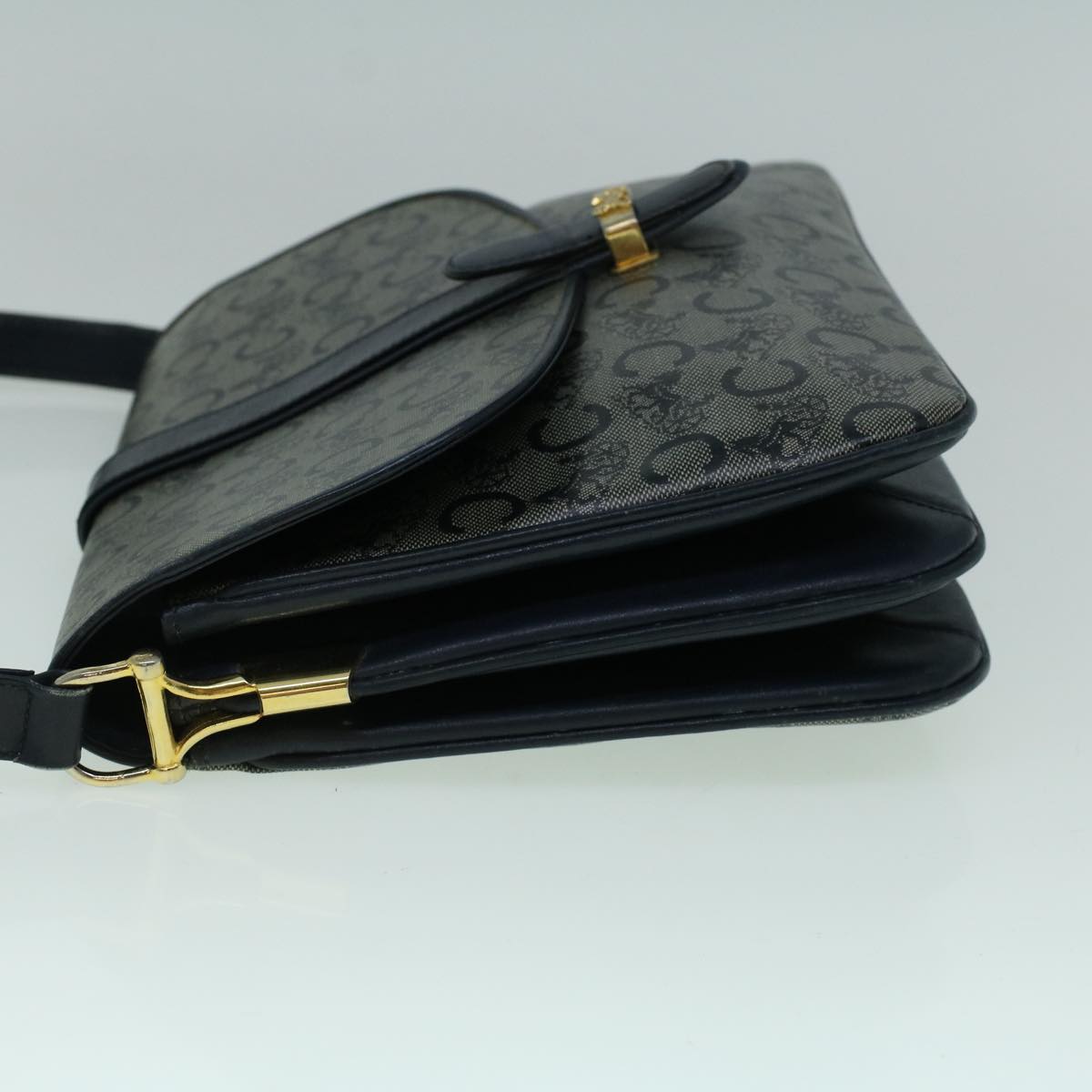 CELINE C Macadam Canvas Shoulder Bag Coated Canvas Navy  60345