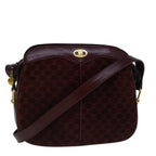 CELINE Macadam Canvas Shoulder Bag Suede Bordeaux  60346