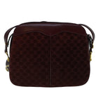 CELINE Macadam Canvas Shoulder Bag Suede Bordeaux  60346