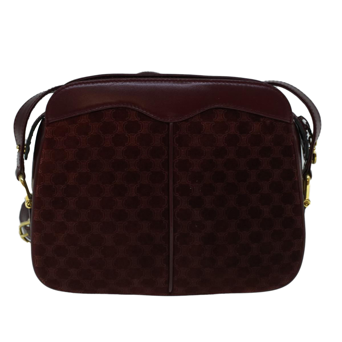 CELINE Macadam Canvas Shoulder Bag Suede Bordeaux  60346