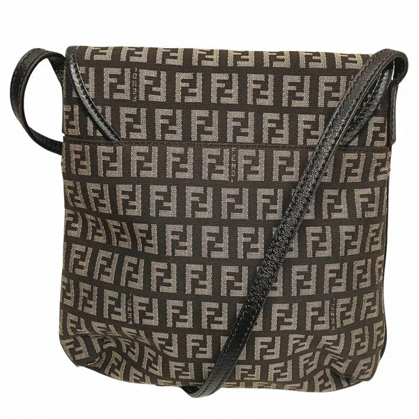 Fendi Canvas Leather Zucchino Shoulder Bag