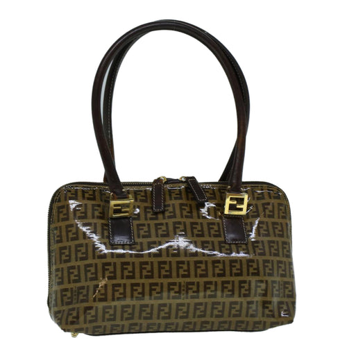 FENDI Zucchino Canvas Hand Bag Coated Canvas Brown60354