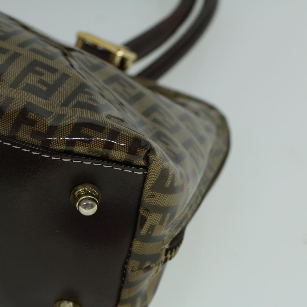 FENDI Zucchino Canvas Hand Bag Coated Canvas Brown60354