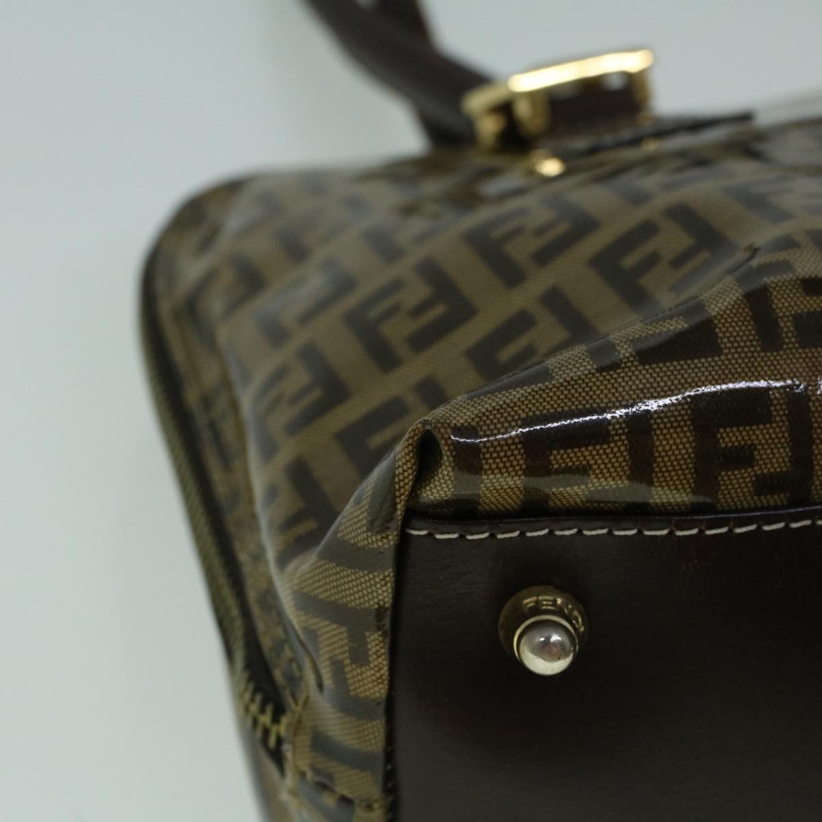 FENDI Zucchino Canvas Hand Bag Coated Canvas Brown60354