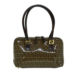 FENDI Zucchino Canvas Hand Bag Coated Canvas Brown60354