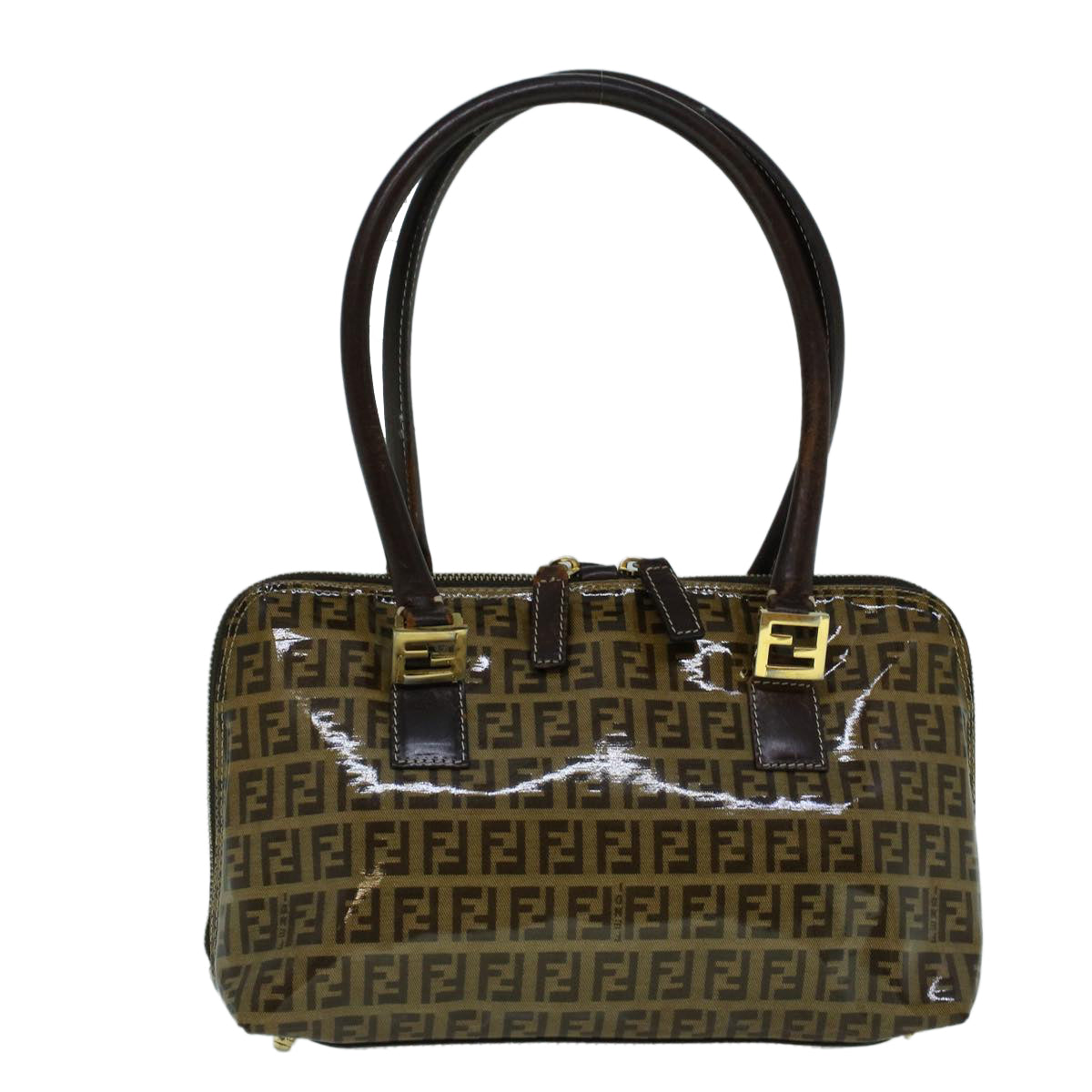 FENDI Zucchino Canvas Hand Bag Coated Canvas Brown60354