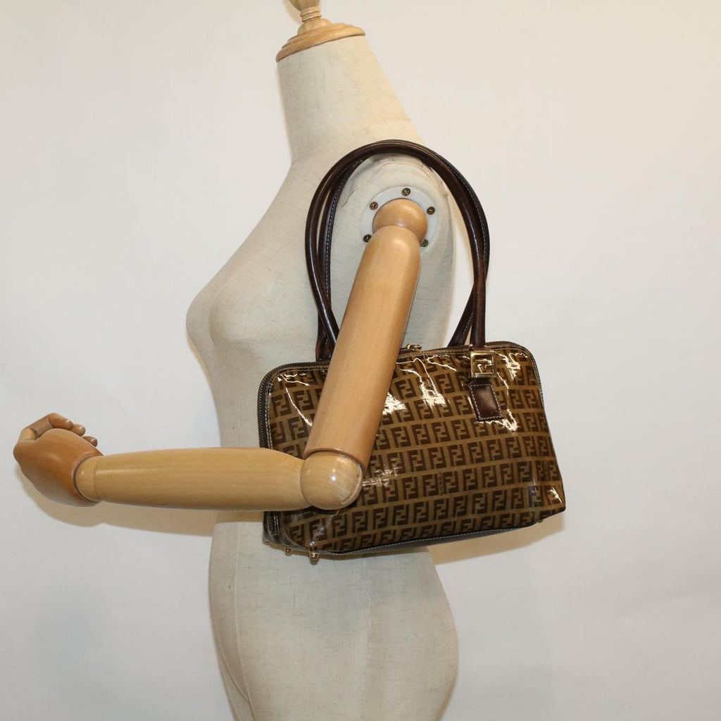 FENDI Zucchino Canvas Hand Bag Coated Canvas Brown60354