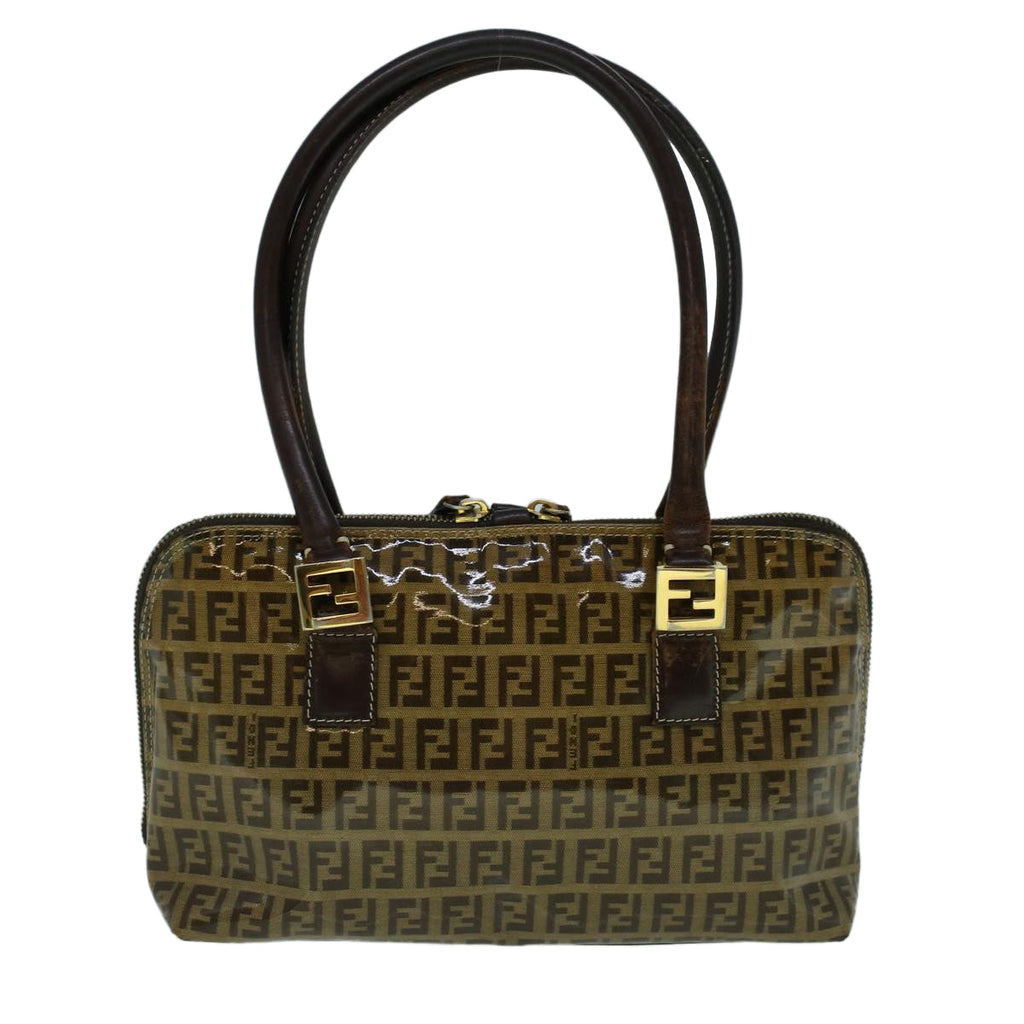 FENDI Zucchino Canvas Hand Bag Coated Canvas Brown60354