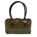 FENDI Zucchino Canvas Hand Bag Coated Canvas Brown60354