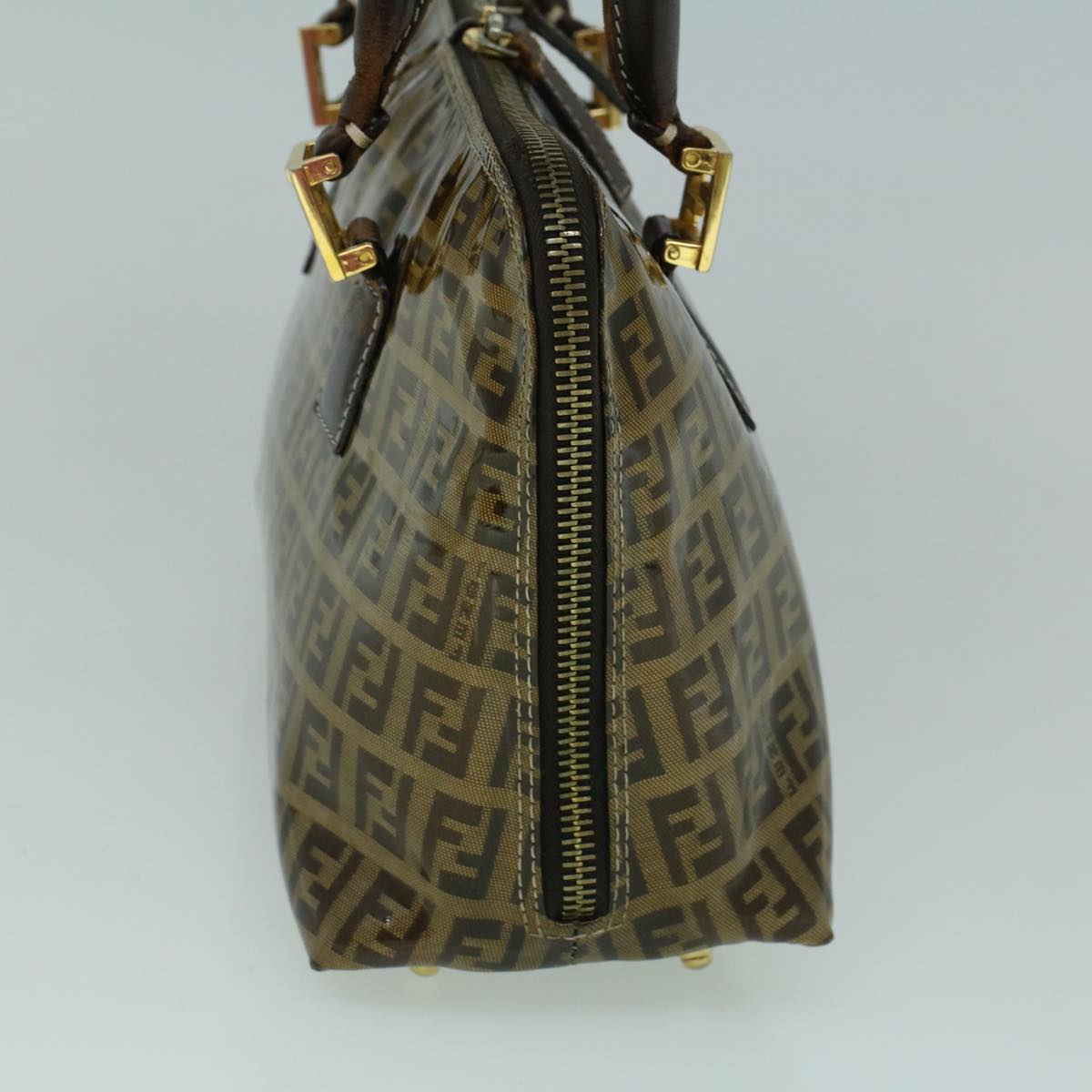 FENDI Zucchino Canvas Hand Bag Coated Canvas Brown60354