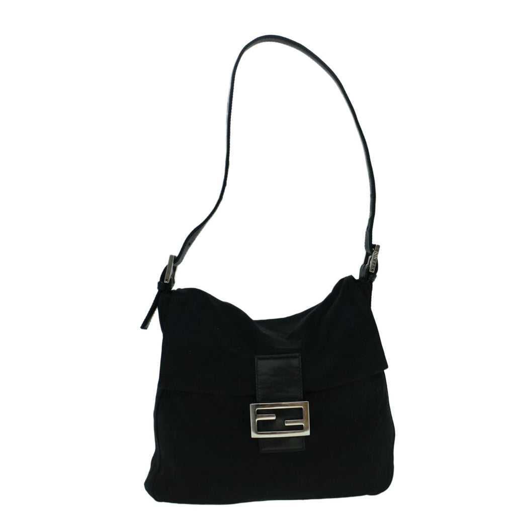 FENDI Mamma Baguette Shoulder Bag Nylon Black60359