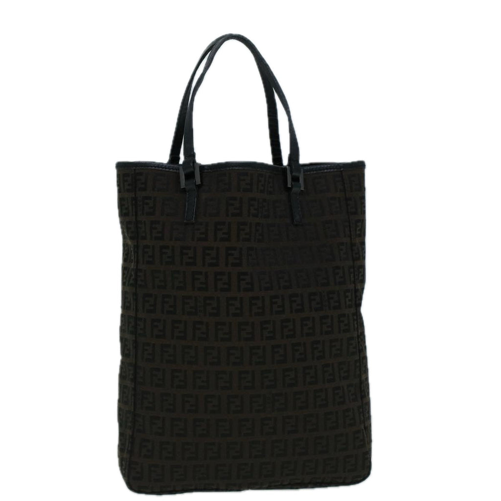 FENDI Zucchino Canvas Tote Bag Brown Black60396