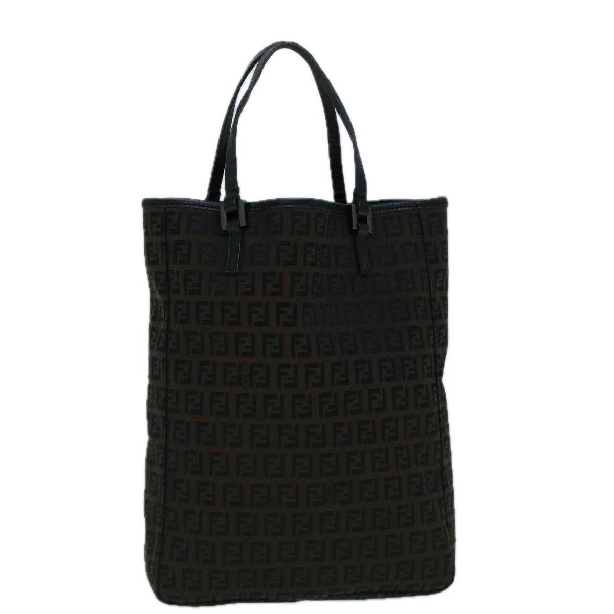 FENDI Zucchino Canvas Tote Bag Brown Black60396