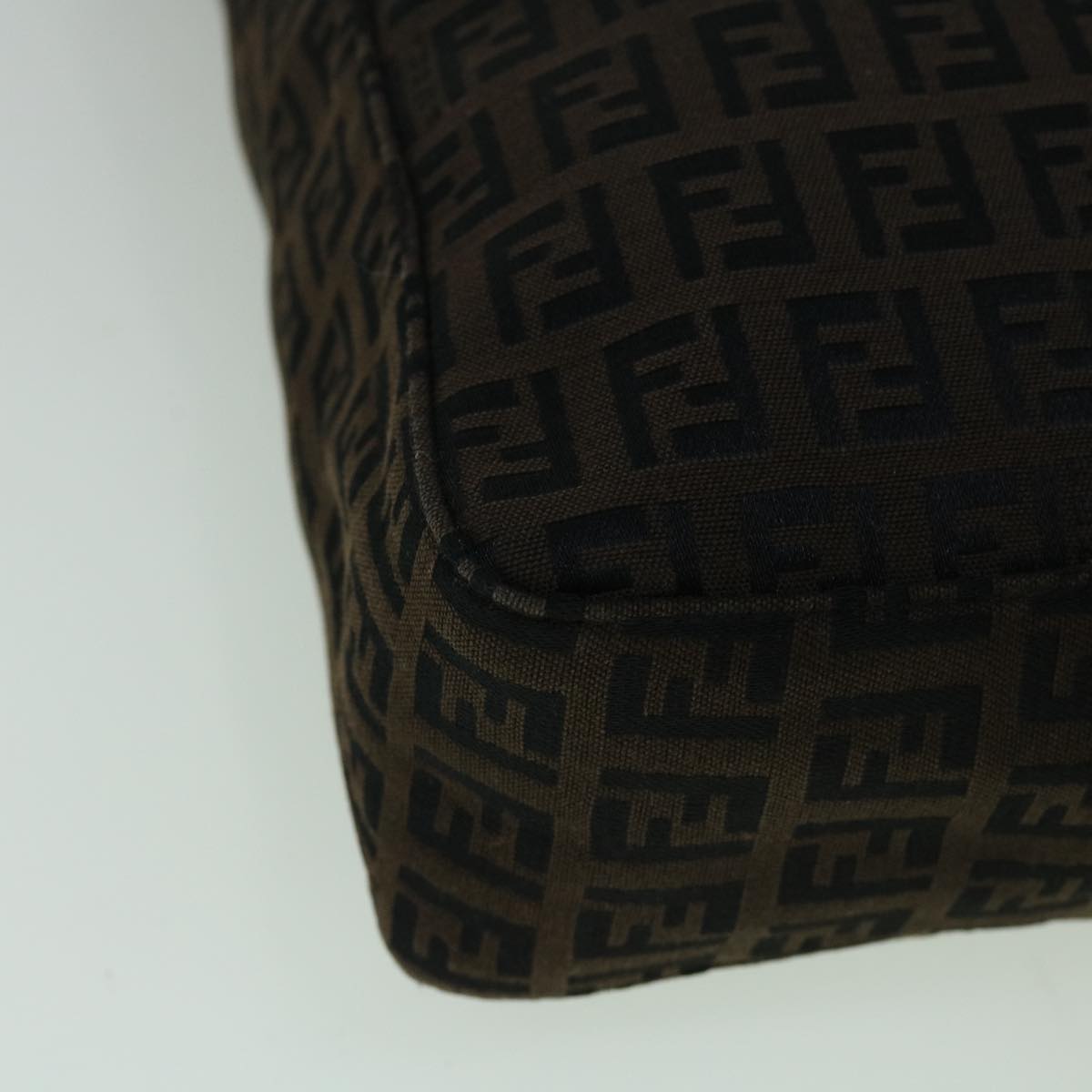 FENDI Zucchino Canvas Tote Bag Brown Black60396