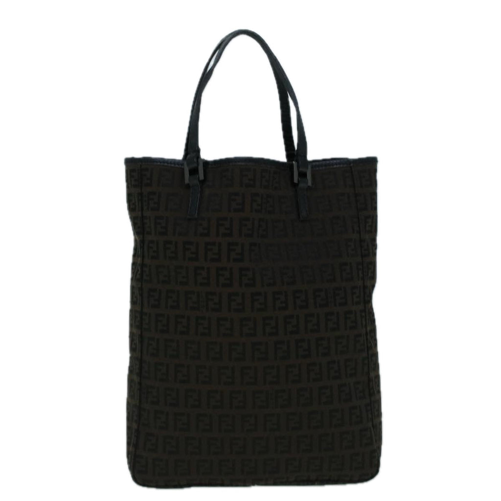 FENDI Zucchino Canvas Tote Bag Brown Black60396