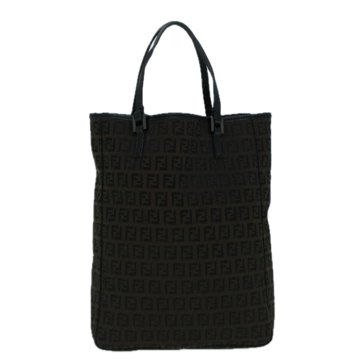 FENDI Zucchino Canvas Tote Bag Brown Black60396
