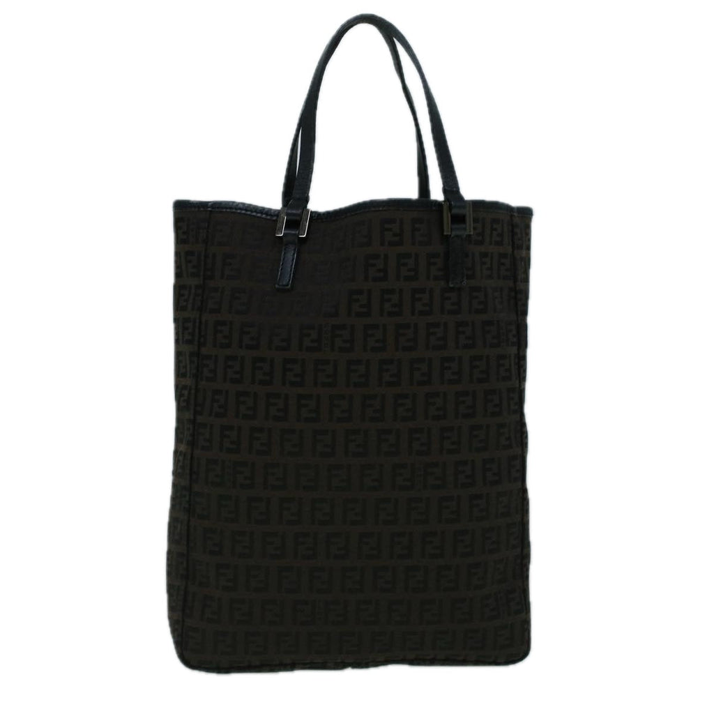 FENDI Zucchino Canvas Tote Bag Brown Black60396