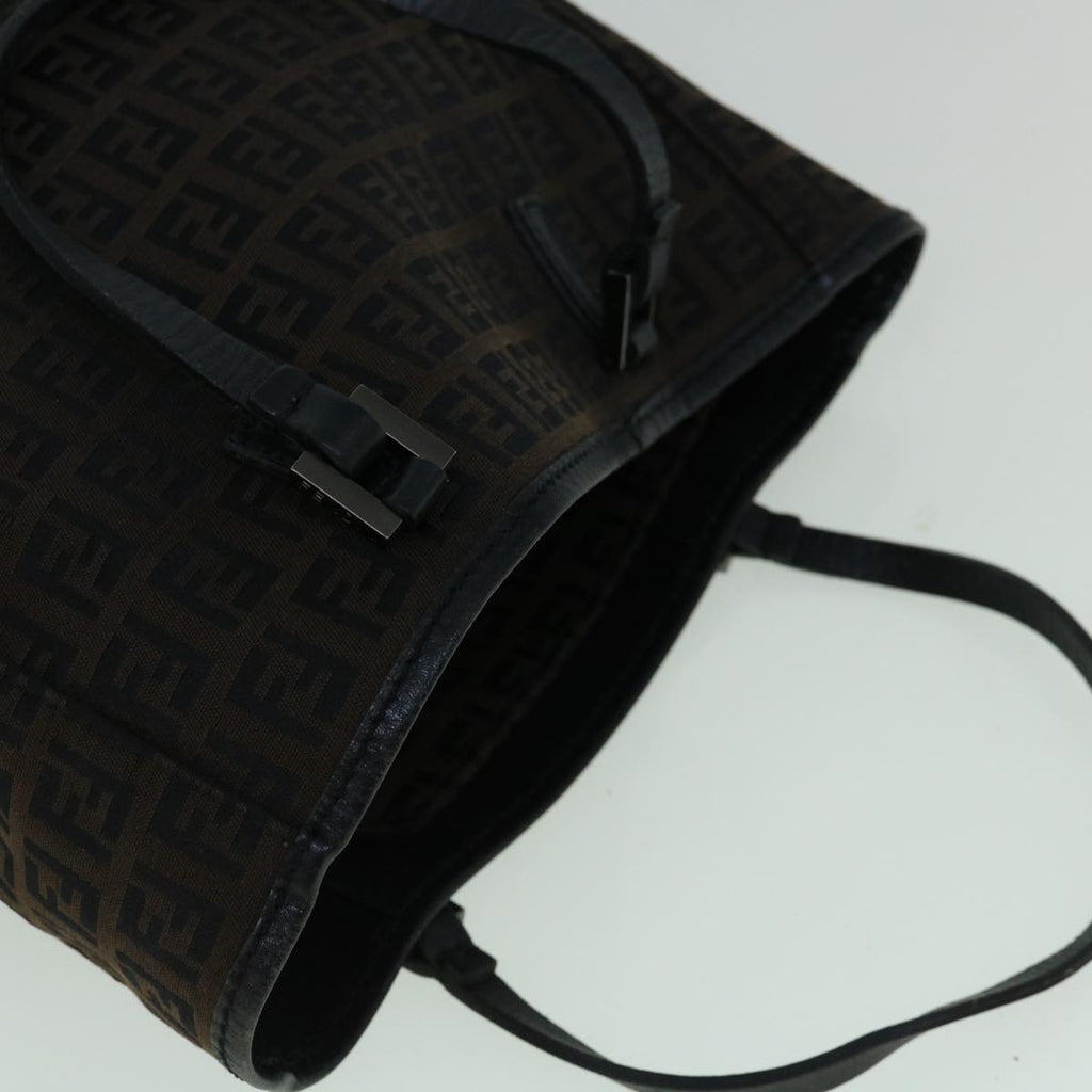 FENDI Zucchino Canvas Tote Bag Brown Black60396