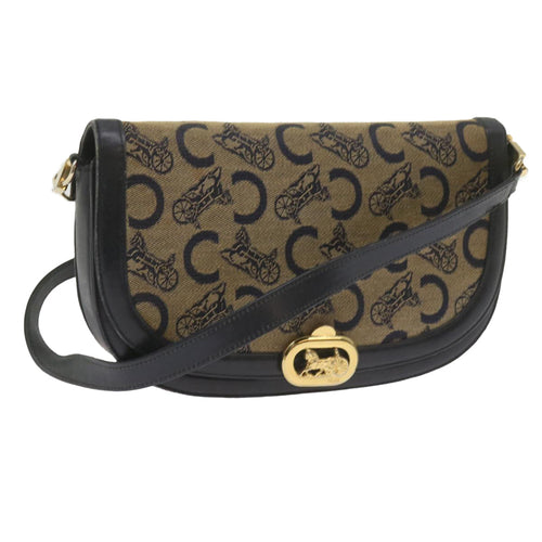 CELINE C Macadam Canvas Shoulder Bag Navy  60439