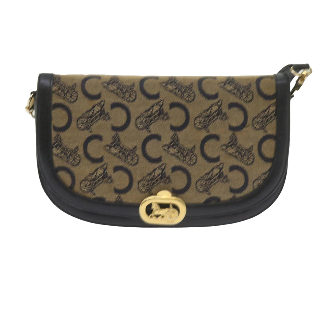 CELINE C Macadam Canvas Shoulder Bag Navy  60439