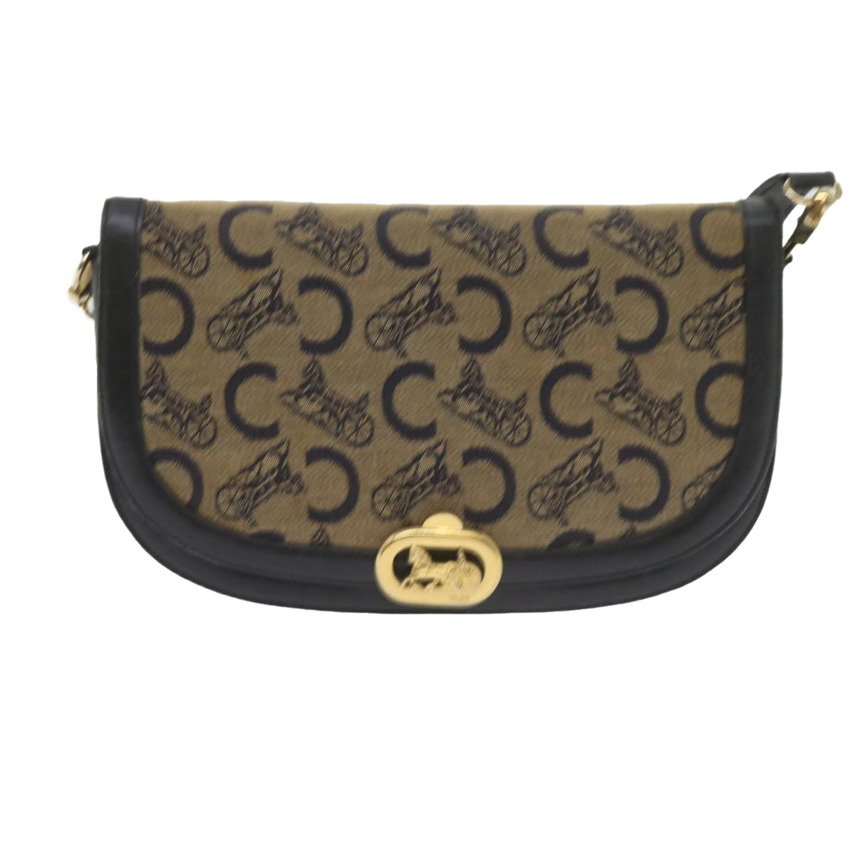 CELINE C Macadam Canvas Shoulder Bag Navy  60439