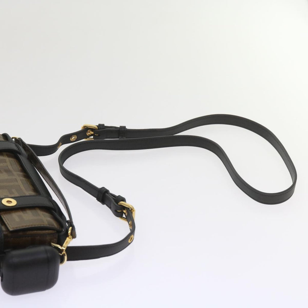 FENDI Zucca Canvas Shoulder Bag Black Brown60492A