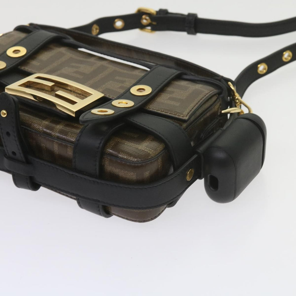 FENDI Zucca Canvas Shoulder Bag Black Brown60492A