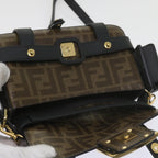 FENDI Zucca Canvas Shoulder Bag Black Brown60492A