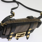 FENDI Zucca Canvas Shoulder Bag Black Brown60492A